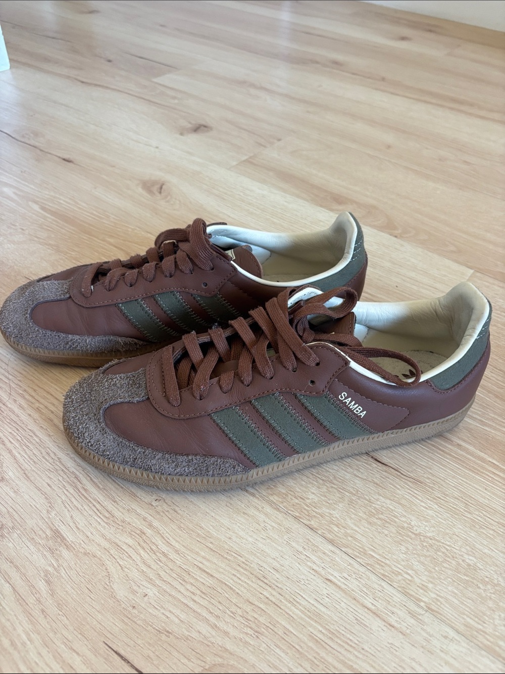 adidas Samba Men’s Brown with Olive Green Stripes Sneakers